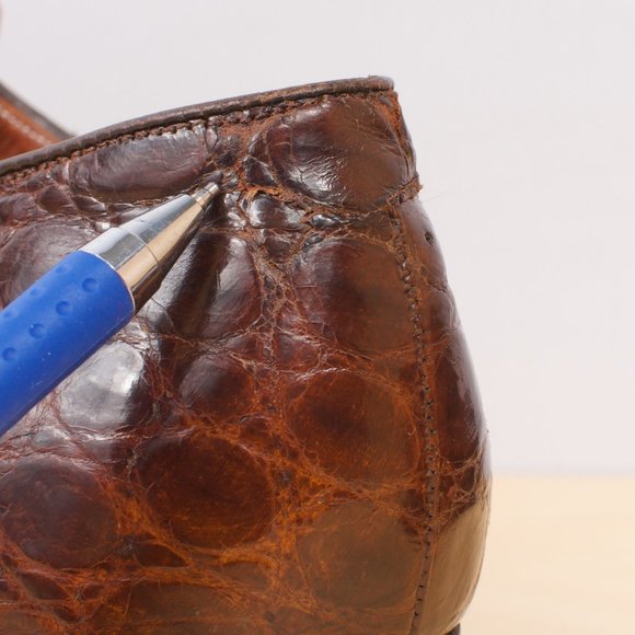 [SOLD] BANISTER ALLIGATOR 🐊 🇺🇸 Split-Toe Norwegian 1960s Size 8.5 Like New - Picture 8 of 9